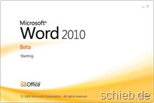 Word 2010 startet.