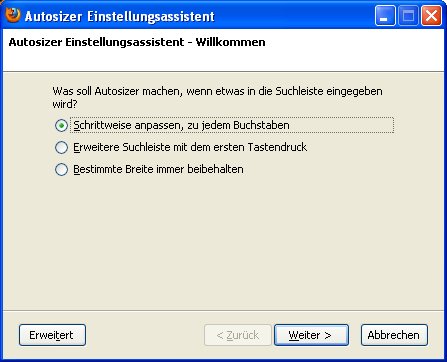 Mozilla Firefox: Das Suchfeld dynamisch vergrößern