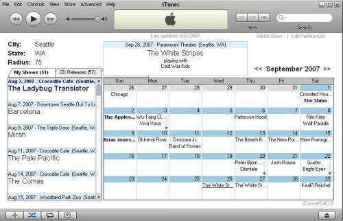 Mit iTunes und „iConcertCal“ die Konzerttermine der Lieblingsbands finden