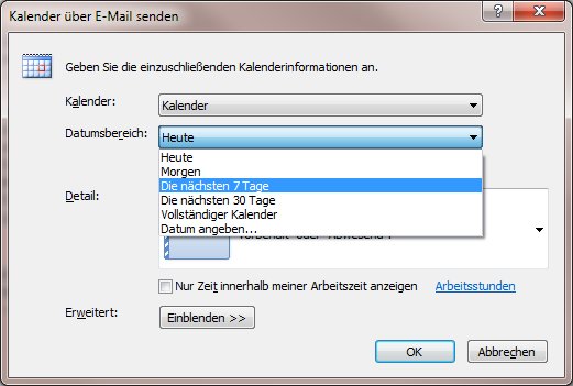 Microsoft Outlook: Den Kalender per Mail verschicken