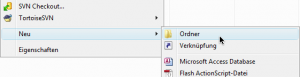 Windows-Explorer Kontextmenü: Neu > Ordner