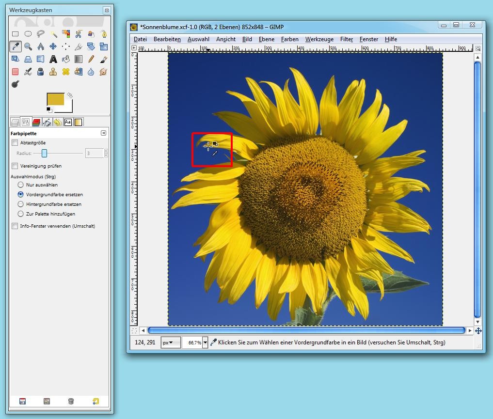GIMP: Farbpipette einsetzen GIMP: Farbpipette einsetzen