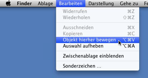Mac OS X Lion, Menü Bearbeiten, Objekt hierher bewegen