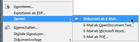 OpenOffice: Dokument per E-Mail senden
