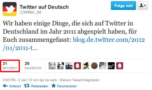 Twitter: Oft retweetete Meldung
