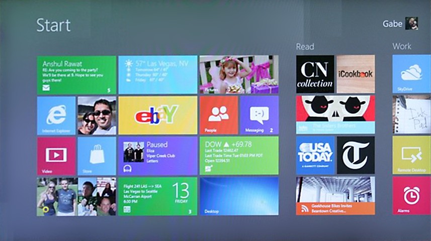 Windows 8, CES 2012 Demonstration, Startbildschirm