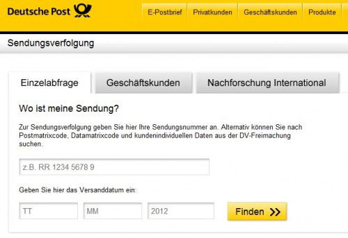 Deutsche Post: Sendungsverfolgung
