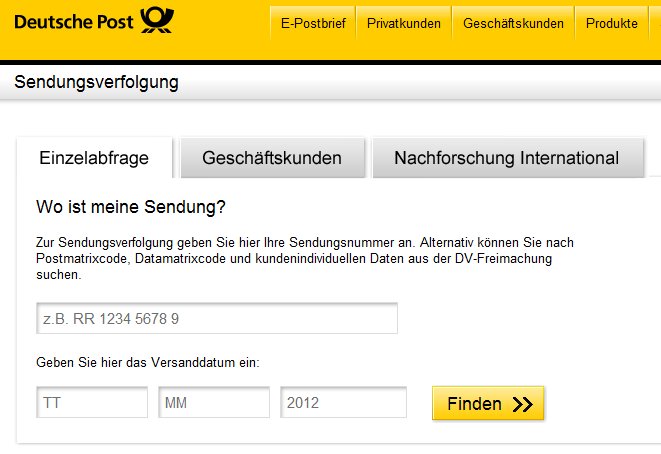 Deutsche Post: Sendungsverfolgung