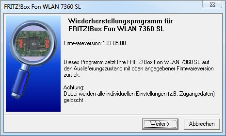 FritzBox-Wiederherstellungsprogramm