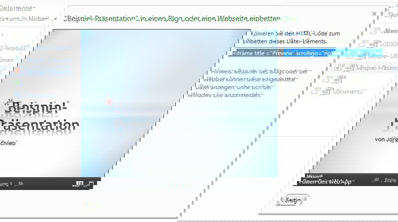 Office-Dokument in die eigene Website einbinden