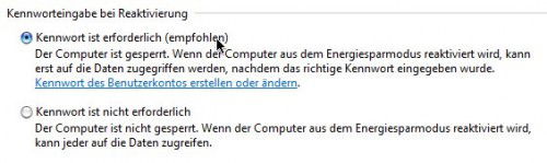 Windows: Kennwort beim Ruhezustand