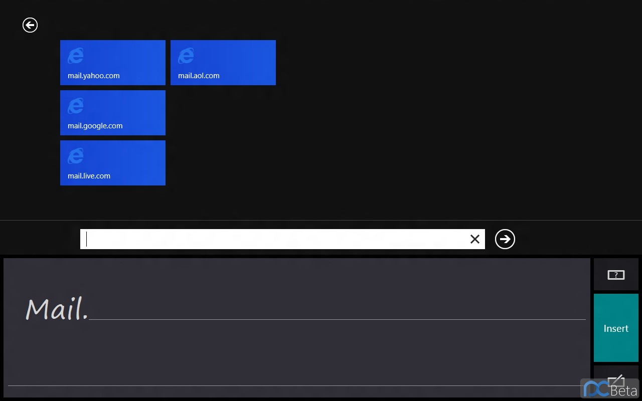 Windows 8: Metro-Handschrift-Eingabebereich