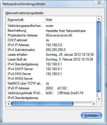 Windows: Netzwerk-IP-Adresse auslesen