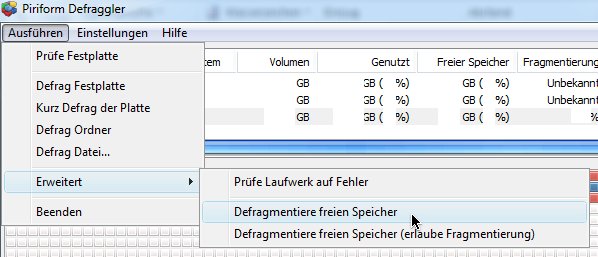 Defraggler: Freien Speicher defragmentieren