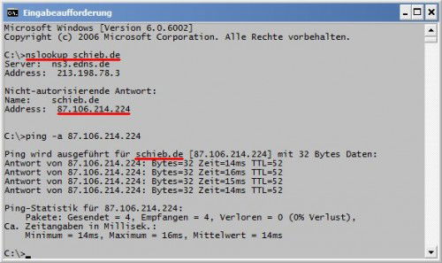 DNS-Einstellungen debuggen mit nslookup