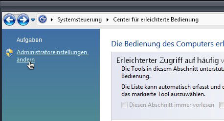 Eingabehilfen: Admin-Optionen
