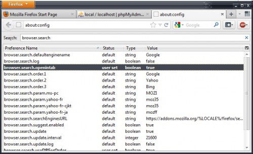 Firefox: Suche im neuen Tab öffnen