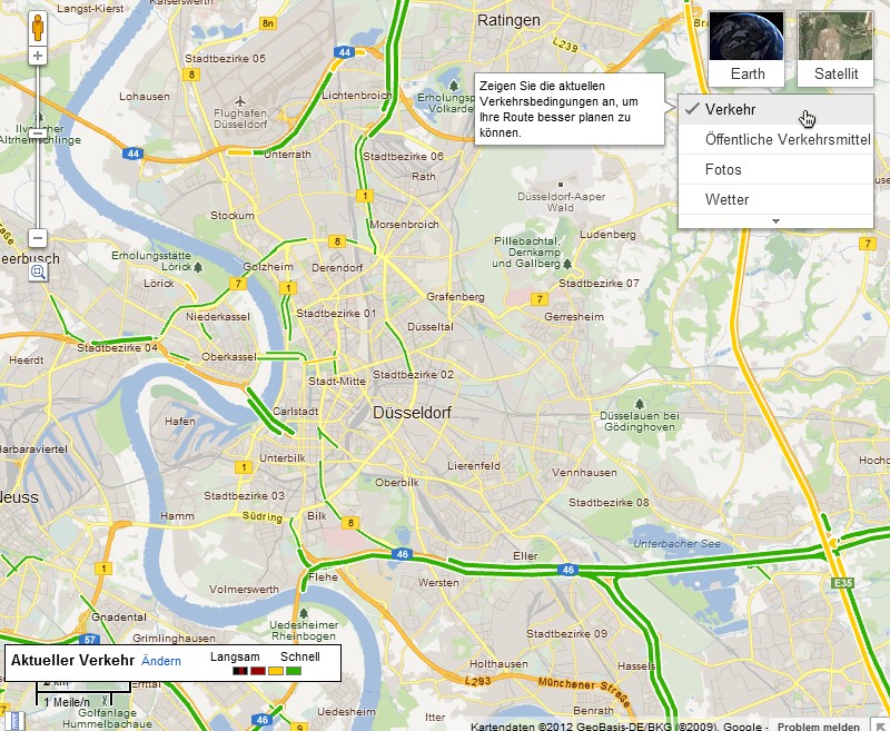 Google Maps: Anzeige von Verkehrsinfos auf der Karte