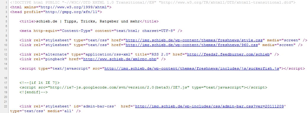 HTML-Quelltext von schieb.de