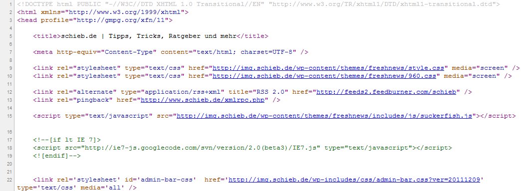 HTML-Quelltext von schieb.de