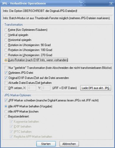 IrfanView: Verlustfreie Rotation