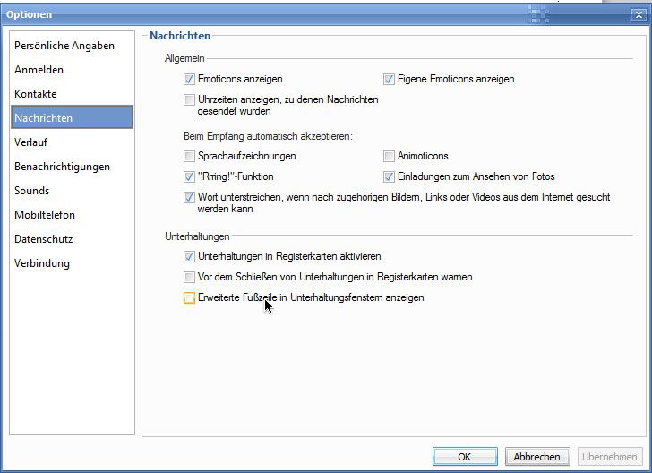 Werbung im Chat-Fenster von Live Messenger 2011 entfernen