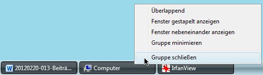 Taskleiste: Gruppe schließen