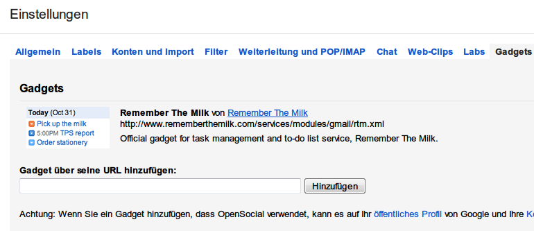 Remember The Milk-Termine direkt in Gmail anzeigen