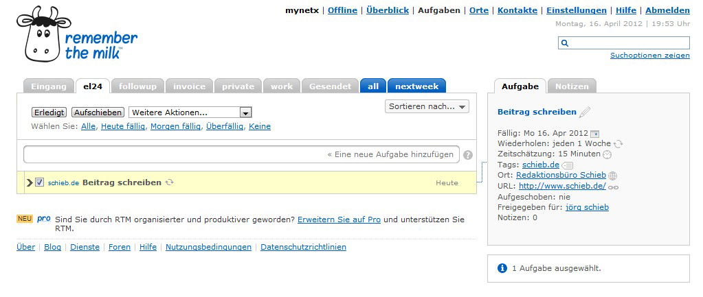 Termine online verwalten mit RememberTheMilk