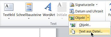 Inhalt von anderen Dokumenten in eine Word-Datei einfügen