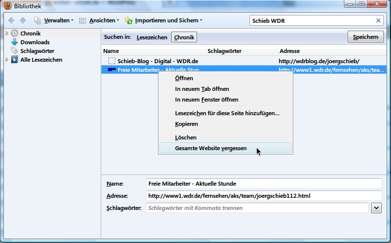 Einzelne Webseite aus dem Firefox-Verlauf löschen