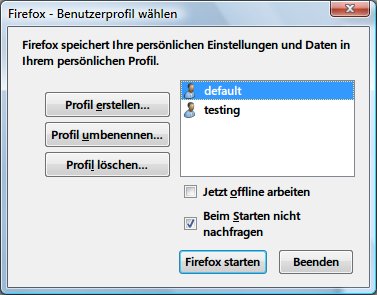 Mehrere Firefox-Profile gleichzeitig nutzen