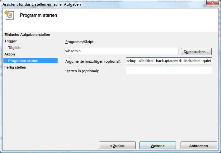Automatisches Backup eines Vista-PCs einrichten