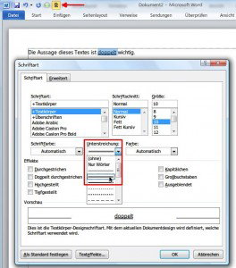 word-doppelt-unterstreichen