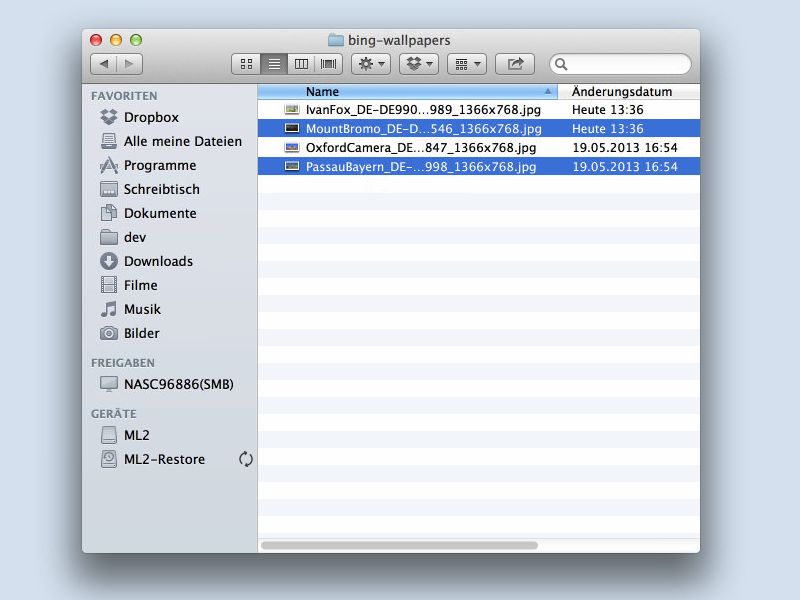 OSX: Mehrere Dateien auf einmal markieren