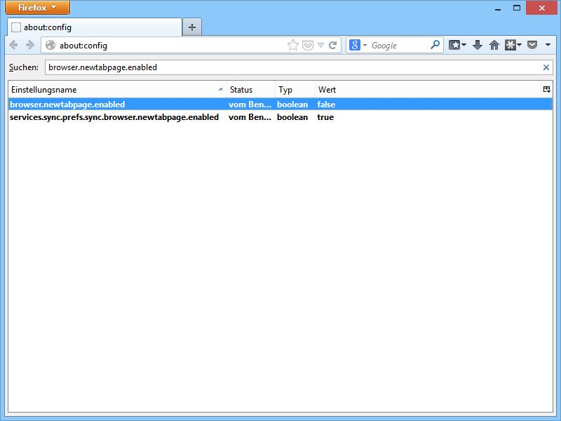 Neue Firefox-Tabs mit leerer Seite anzeigen