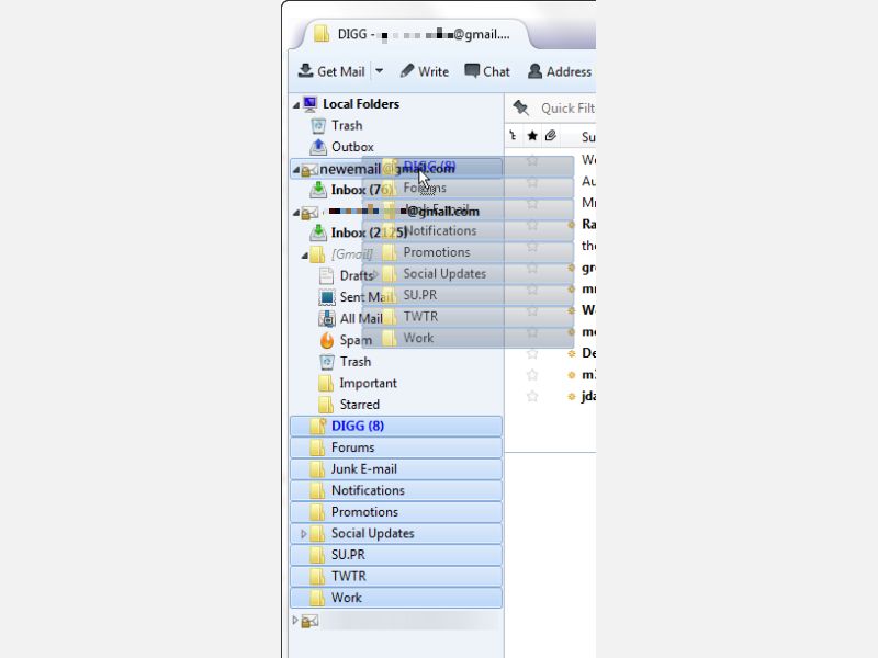 Gmail-Labels zwischen Konten kopieren mit Thunderbird