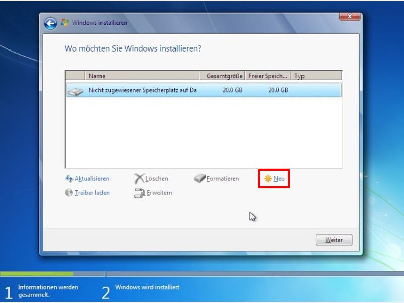 Windows-Setup: Separates Laufwerk für Daten anlegen