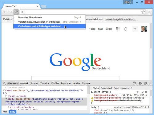 chrome-neu-laden-cache-leeren
