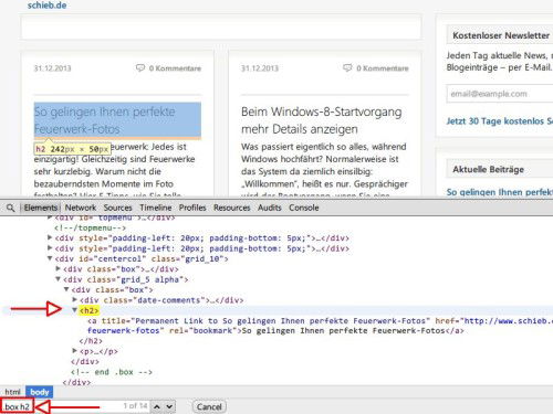 chrome-entwicklertools-suche-per-css-selektor