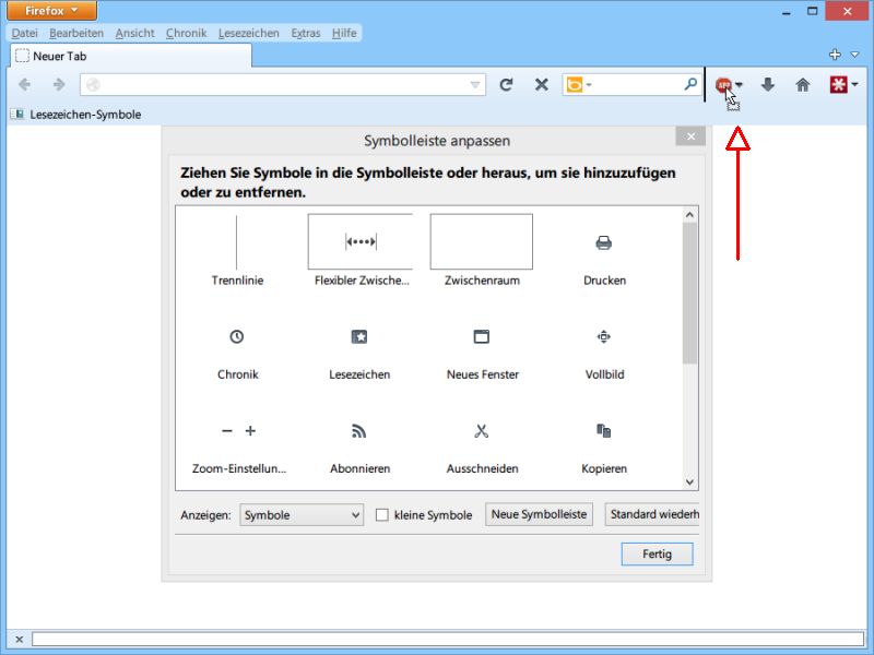 Adblock-Symbol in der Firefox-Symbol-Leiste einblenden