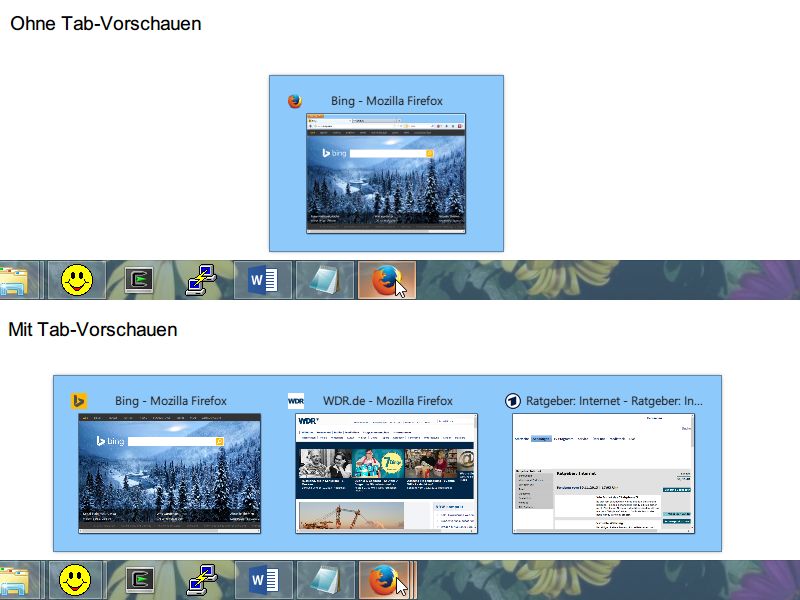 Firefox: Vorschau von allen offenen Tabs in der Task-Leiste anzeigen