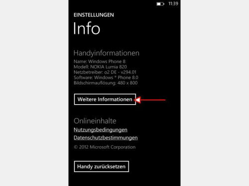 wp8-einstellungen-info-weitere-informationen