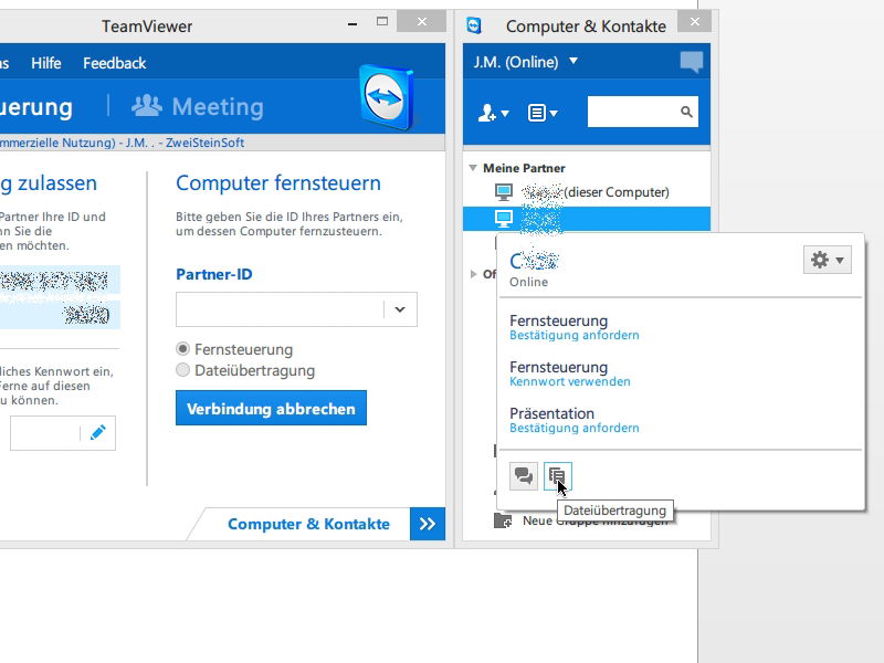Team-Viewer Dateien versenden