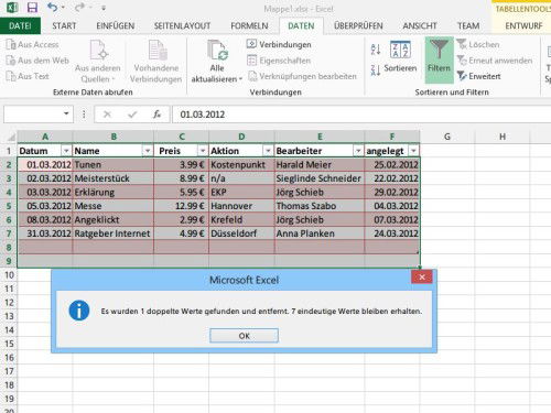 excel-duplikate-entfernen