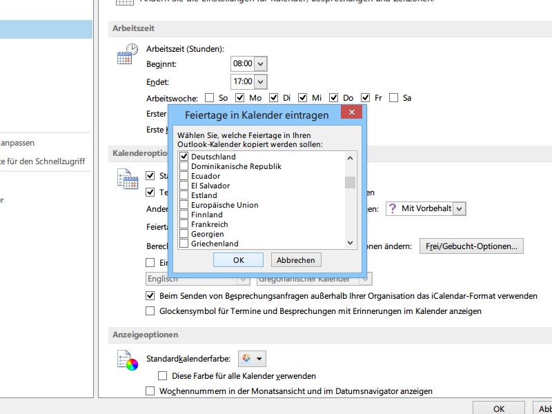 Outlook 2010: Deutsche Feiertage im Kalender nachtragen