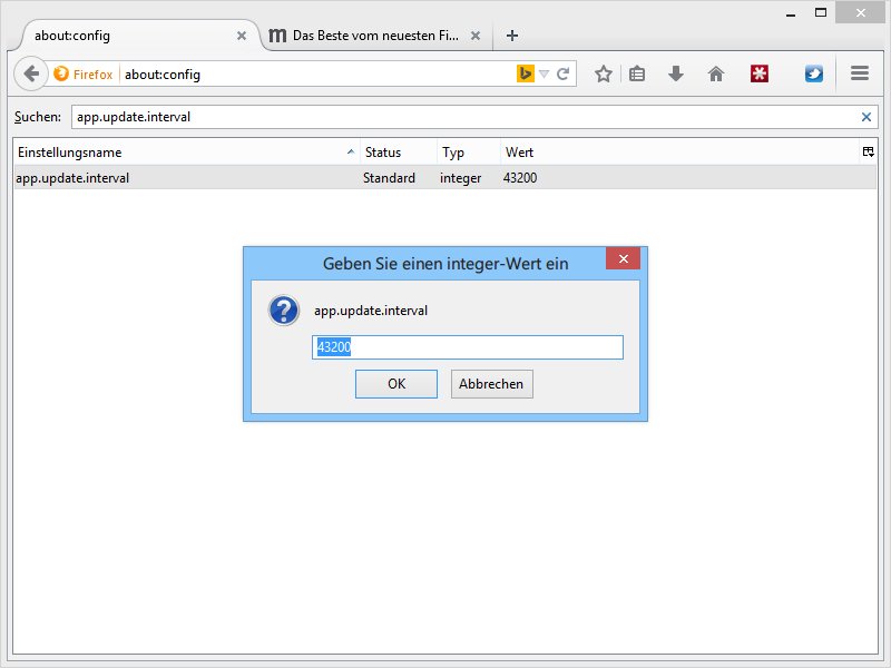 Update-Prüfung von Firefox feinjustieren