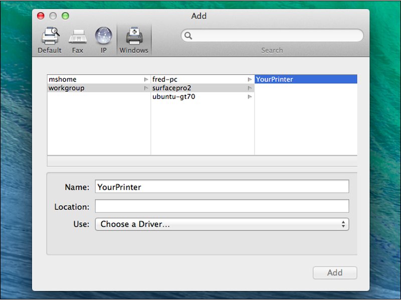 Am Mac auf einen Windows-Drucker zugreifen