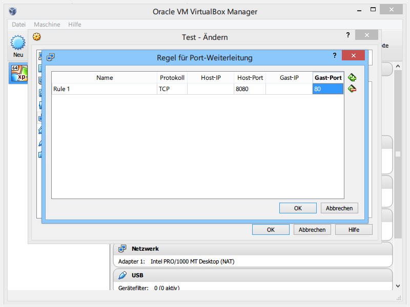 VirtualBox: Ports an virtuellen PC weiterleiten