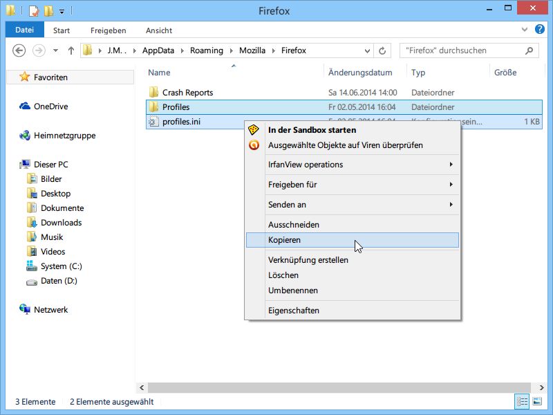 Firefox: Alle Einstellungen und Daten offline sichern